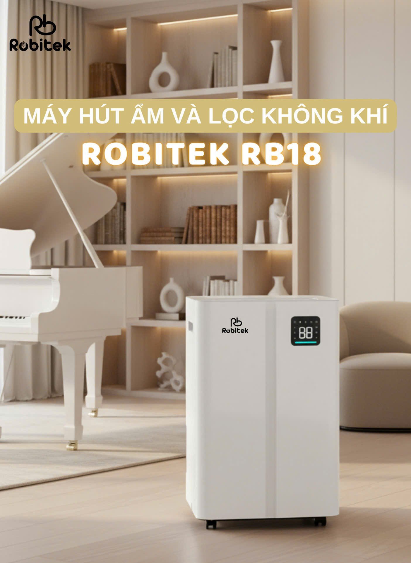 Máy Hút Ẩm Và Lọc Không Khí Robitek DH25 | Công suất hút ẩm 25L/ngày